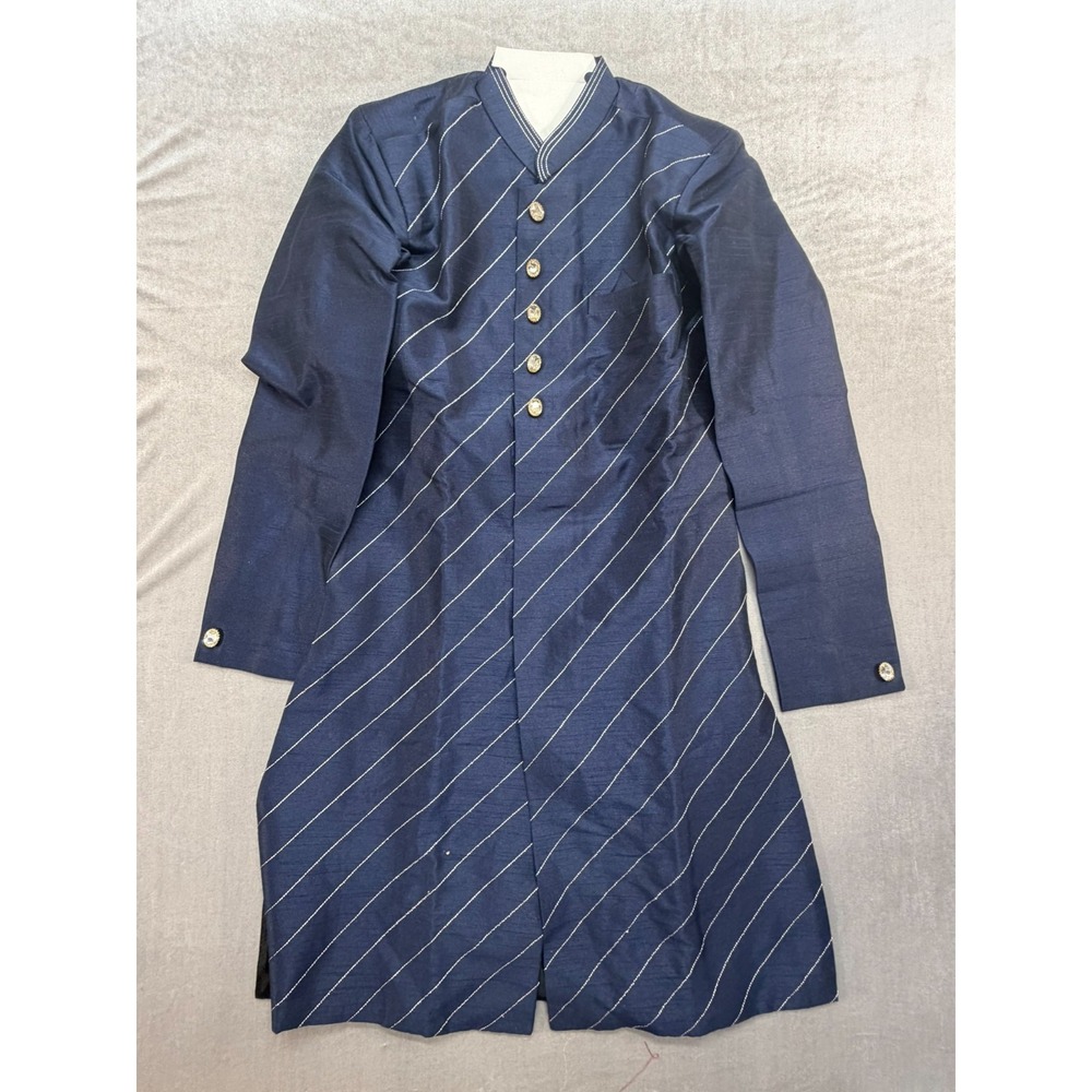 New‎ Navy Blue South Asian Kurta Size 32 Gold Buttons
